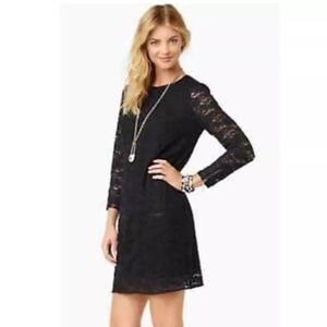 Juicy Couture Black Lace Long Sleeve Back Zip Sheath Dress Women's Size Small
